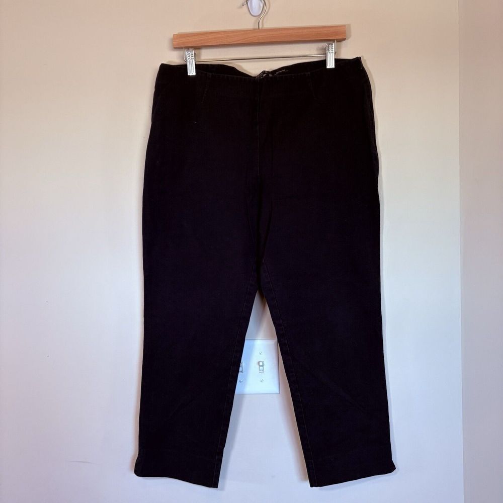 Lafayette 148 Lexington crop side‎ zip pants Black Size 14